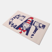 Katze im Hut | Cat-Face-Text Fußmatte (Schrägansicht)