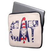 Katze im Hut | Cat-Face-Text Laptopschutzhülle (Vorderseite Links)