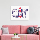 Katze im Hut | Cat-Face-Text Leinwanddruck (Insitu (Wohnzimmer))