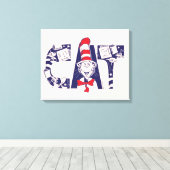 Katze im Hut | Cat-Face-Text Leinwanddruck (Insitu (Holzboden))