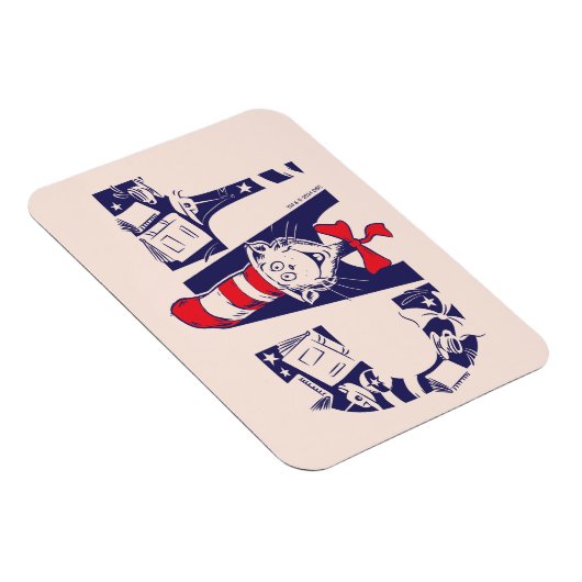 Katze im Hut | Cat-Face-Text Magnet (Rechte Seite)