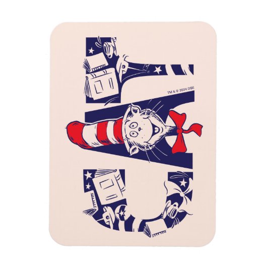 Katze im Hut | Cat-Face-Text Magnet (Vertikal)