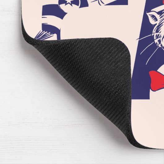 Katze im Hut | Cat-Face-Text Mousepad (Ecke)