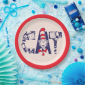 Katze im Hut | Cat-Face-Text Pappteller (Party)