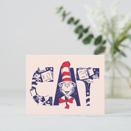 Katze im Hut | Cat-Face-Text Postkarte (Stehend Vorderseite)