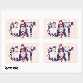 Katze im Hut | Cat-Face-Text Rechteckiger Aufkleber (Blatt)