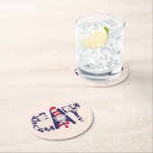 Katze im Hut | Cat-Face-Text Runder Pappuntersetzer (Vor Ort)