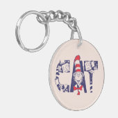 Katze im Hut | Cat-Face-Text Schlüsselanhänger (Vorderseite links)