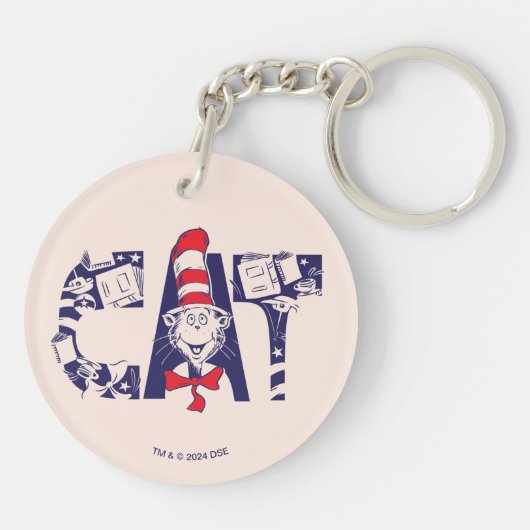 Katze im Hut | Cat-Face-Text Schlüsselanhänger (Rückseite)