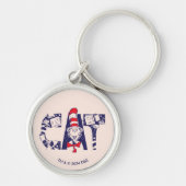 Katze im Hut | Cat-Face-Text Schlüsselanhänger (Vorne)