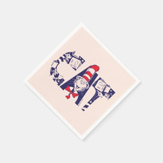 Katze im Hut | Cat-Face-Text Serviette (Ecke)