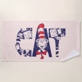 Katze im Hut | Cat-Face-Text Strandtuch (Vorderseite)