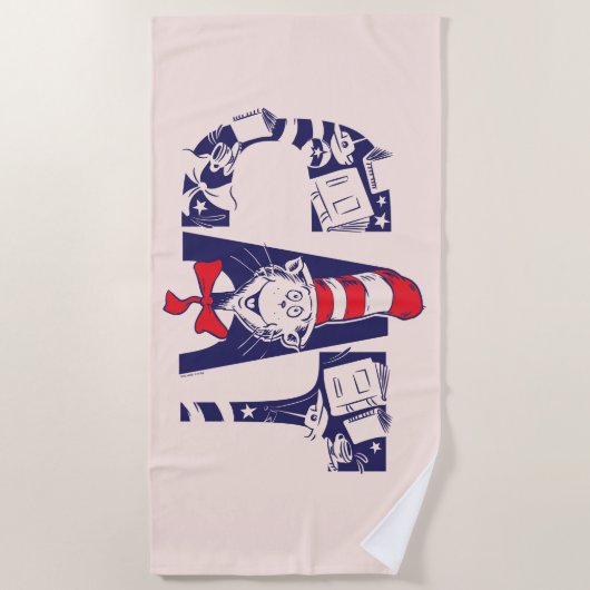 Katze im Hut | Cat-Face-Text Strandtuch (Vorderseite)