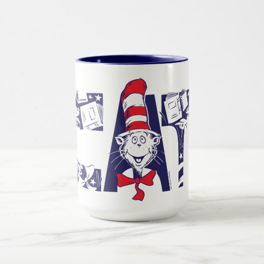 Katze im Hut | Cat-Face-Text Tasse (Zentrum)
