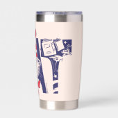 Katze im Hut | Cat-Face-Text Thermobecher (Rückseite)