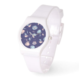 Katze im Hut   Das Fischmuster Armbanduhr