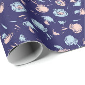 Katze im Hut | Das Fischmuster Geschenkpapier (Rolleneckpunkt)