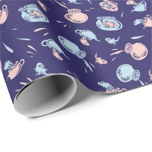 Katze im Hut | Das Fischmuster Geschenkpapier (Rolleneckpunkt)