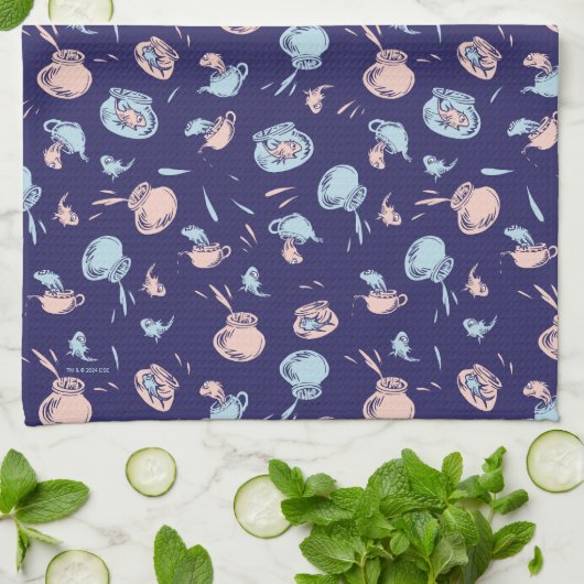 Katze im Hut | Das Fischmuster Geschirrtuch (Gefaltet)