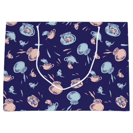 Katze im Hut | Das Fischmuster Große Geschenktüte (Vorderseite)