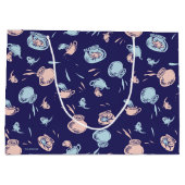 Katze im Hut | Das Fischmuster Große Geschenktüte (Rückseite)