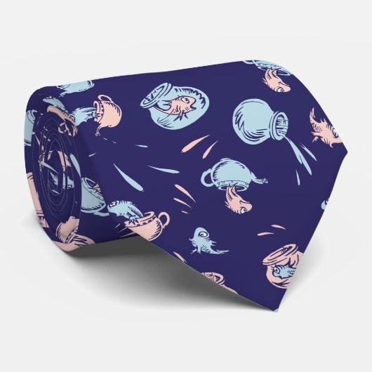 Katze im Hut | Das Fischmuster Krawatte (Gerollt)