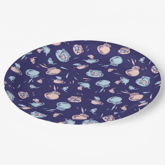 Katze im Hut | Das Fischmuster Pappteller (Schrägansicht)