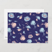 Katze im Hut | Das Fischmuster Postkarte (Vorne/Hinten)