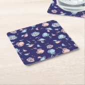 Katze im Hut | Das Fischmuster Rechteckiger Pappuntersetzer (angewinkelt)