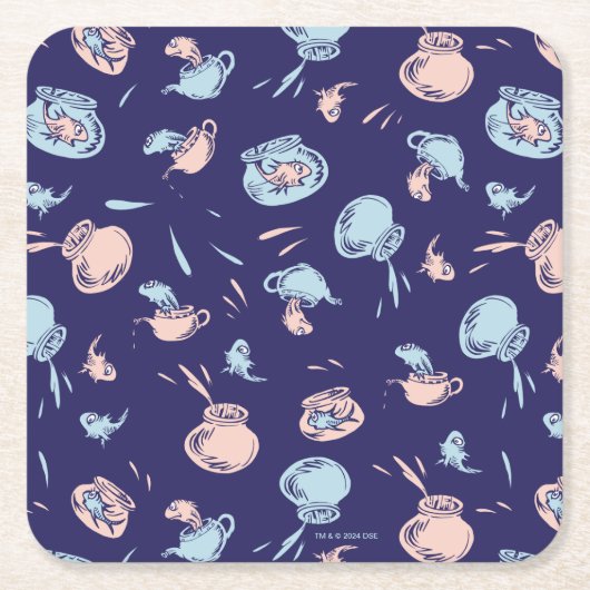 Katze im Hut | Das Fischmuster Rechteckiger Pappuntersetzer (Vorderseite)