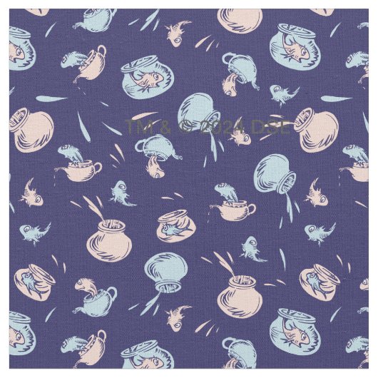 Katze im Hut | Das Fischmuster Stoff (Nahaufnahme)