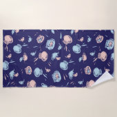 Katze im Hut | Das Fischmuster Strandtuch (Vorderseite)