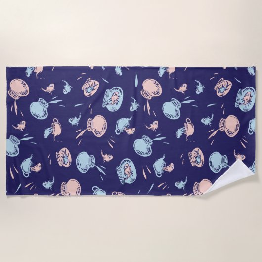 Katze im Hut | Das Fischmuster Strandtuch (Vorderseite)