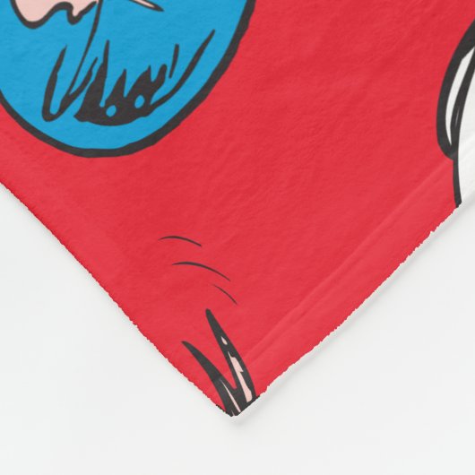 Katze im Hut | Das rote Muster der Fische Fleecedecke (Ecke)