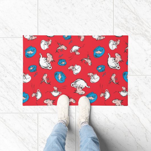 Katze im Hut | Das rote Muster der Fische Fußmatte (Indoor)