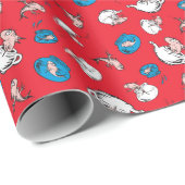 Katze im Hut | Das rote Muster der Fische Geschenkpapier (Rolleneckpunkt)