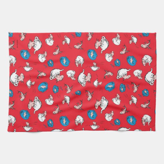Katze im Hut | Das rote Muster der Fische Geschirrtuch (Horizontal)