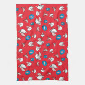 Katze im Hut | Das rote Muster der Fische Geschirrtuch (Vertikal)