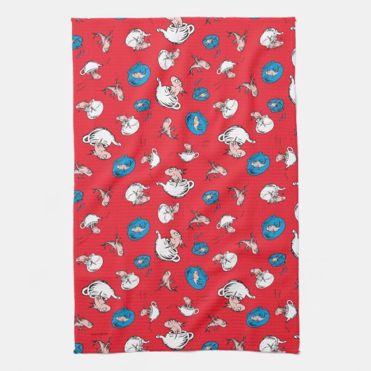 Katze im Hut | Das rote Muster der Fische Geschirrtuch (Vertikal)