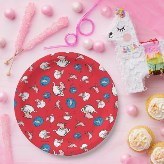 Katze im Hut | Das rote Muster der Fische Pappteller (Party)