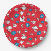 Katze im Hut | Das rote Muster der Fische Pappteller (Vorderseite)