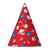 Katze im Hut | Das rote Muster der Fische Partyhütchen (Links)