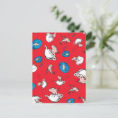 Katze im Hut | Das rote Muster der Fische Postkarte (Stehend Vorderseite)