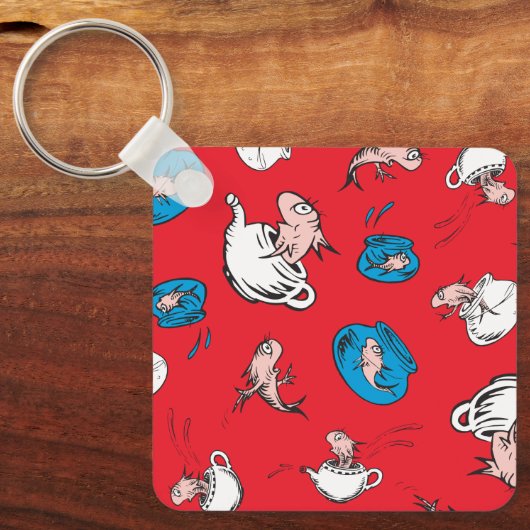 Katze im Hut | Das rote Muster der Fische Schlüsselanhänger (Vorderseite)