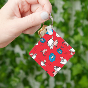 Katze im Hut   Das rote Muster der Fische Schlüsselanhänger