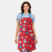 Katze im Hut | Das rote Muster der Fische Schürze (Getragen)