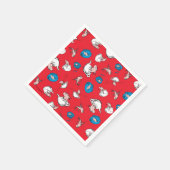 Katze im Hut | Das rote Muster der Fische Serviette (Ecke)