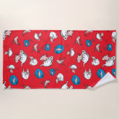 Katze im Hut | Das rote Muster der Fische Strandtuch (Vorderseite)