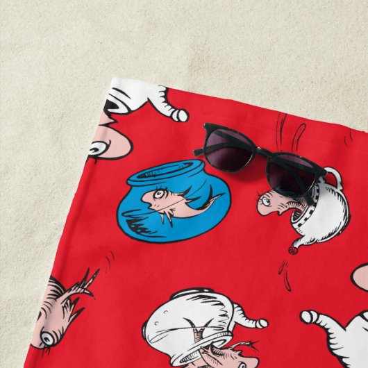 Katze im Hut | Das rote Muster der Fische Strandtuch (Beispiel)