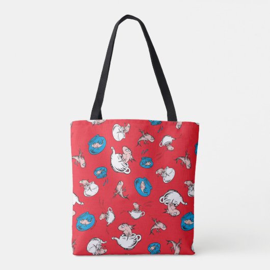 Katze im Hut | Das rote Muster der Fische Tasche (Rückseite)